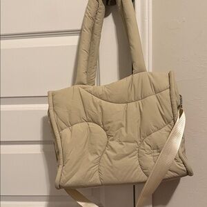Thirty Years tan tote bag with crossbody strap